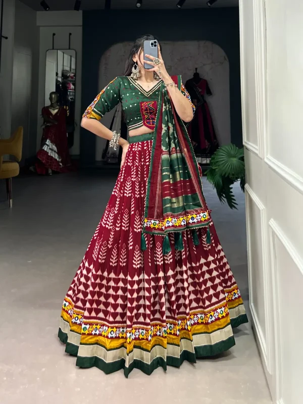 Maroon color printed lehenga choli for navratri