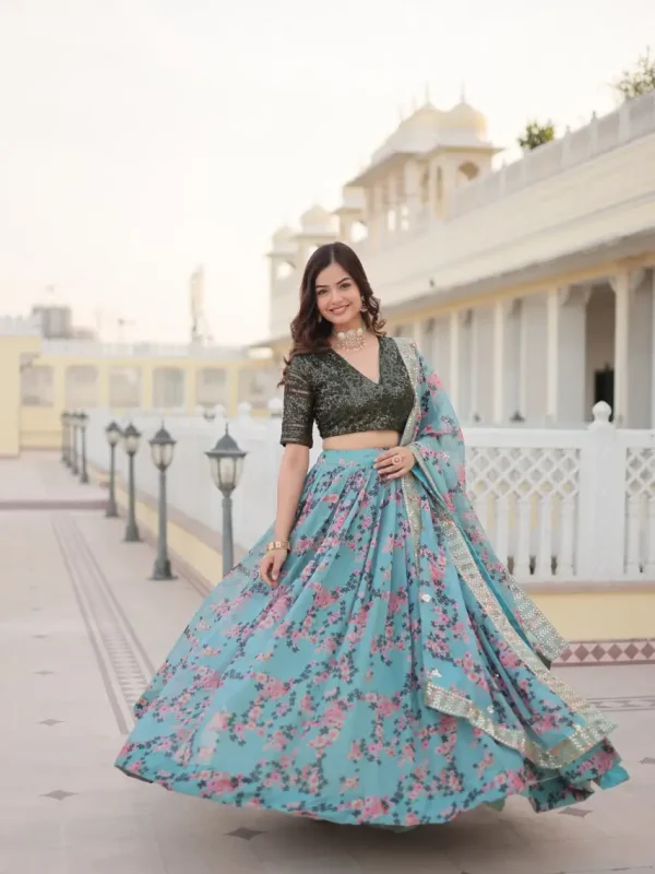 Blue color printed lehenga choli