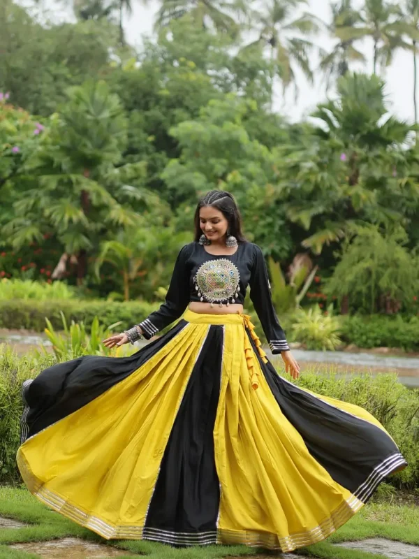 Black & yellow color Navratri special lehenga choli