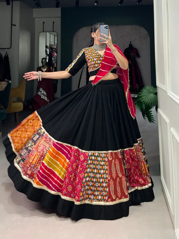 Black color plain and printed lehenga choli for Navratri