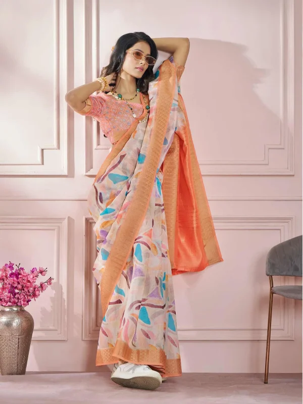 Orange color designer Saree