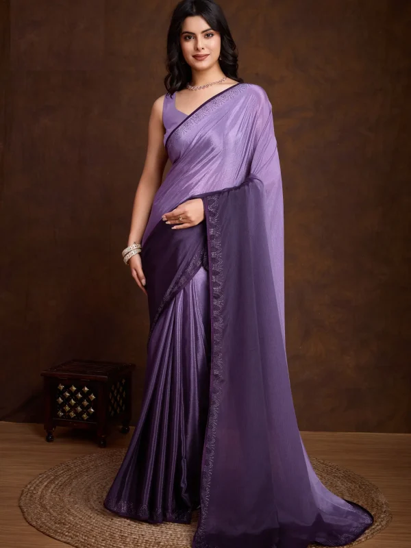 Purple Color double color shaded designer saree