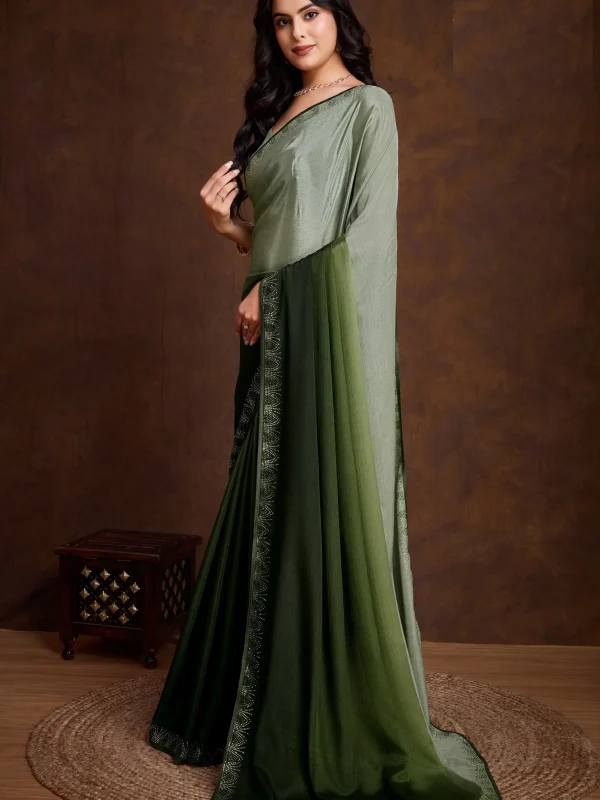 Green color Double shaded designer saree