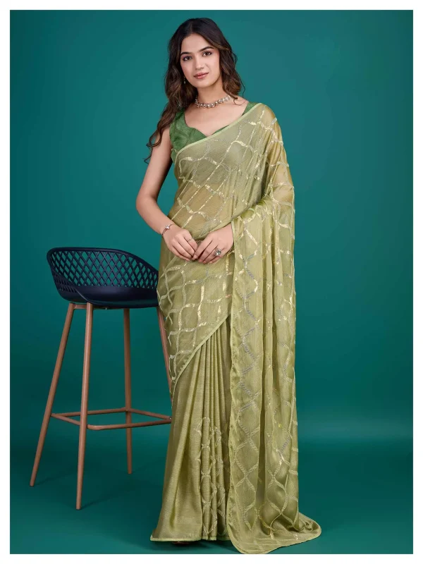 Green color designer Festival wear , party wear saree