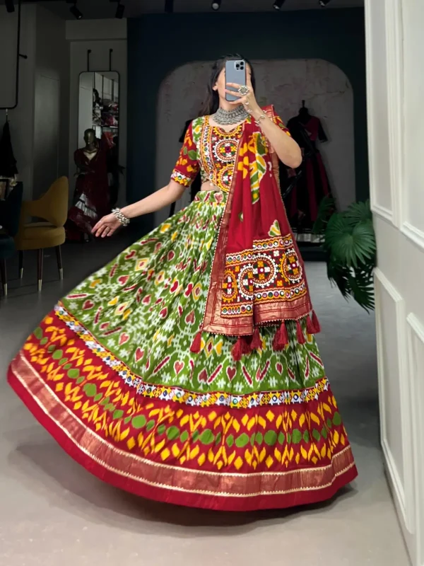 Mahendi color lehenga choli for navratri