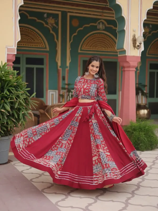 Maroon color printed Navratri lehenga choli