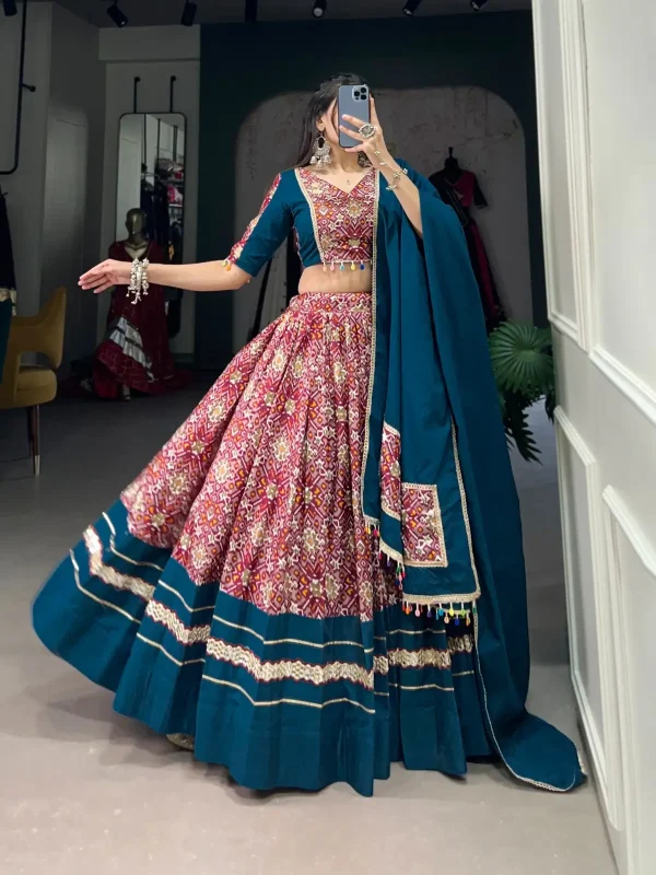 Red color printed Navratri lehenga choli