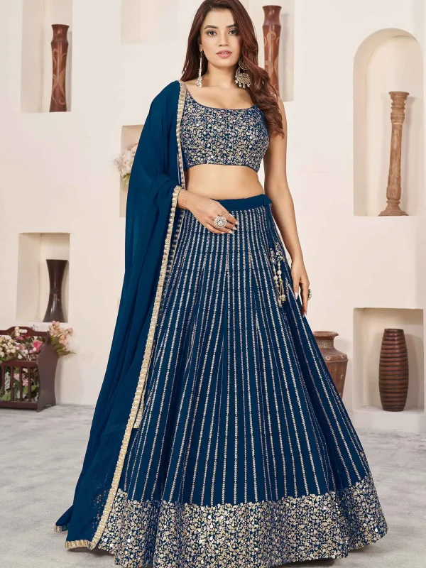 Blue color embroidered lehenga choli