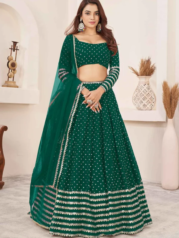 Green color Embroidery sequence lehenga choli