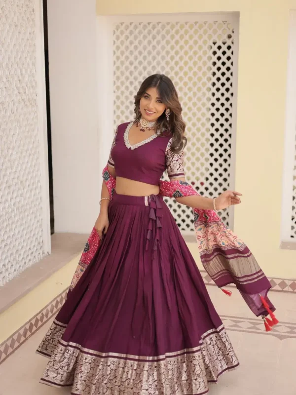 Wine color wedding wear lehenga choli