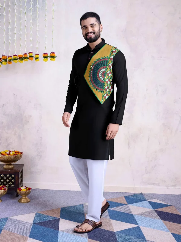 black color festive wear kurta set