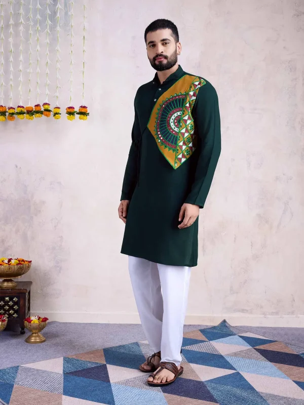 green kurta set festive wear