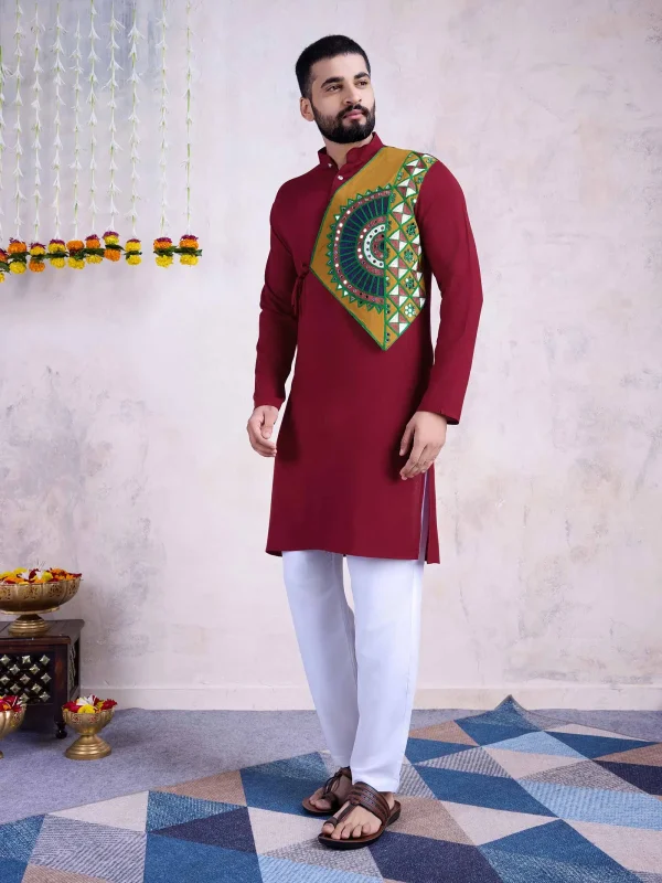 red festive wear kurta set