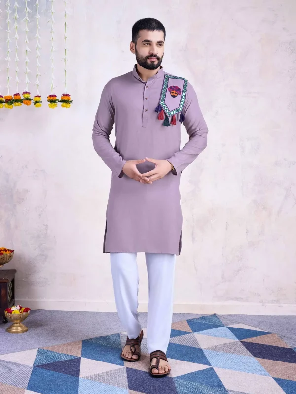 Dusty Purple color festive wear kurta set