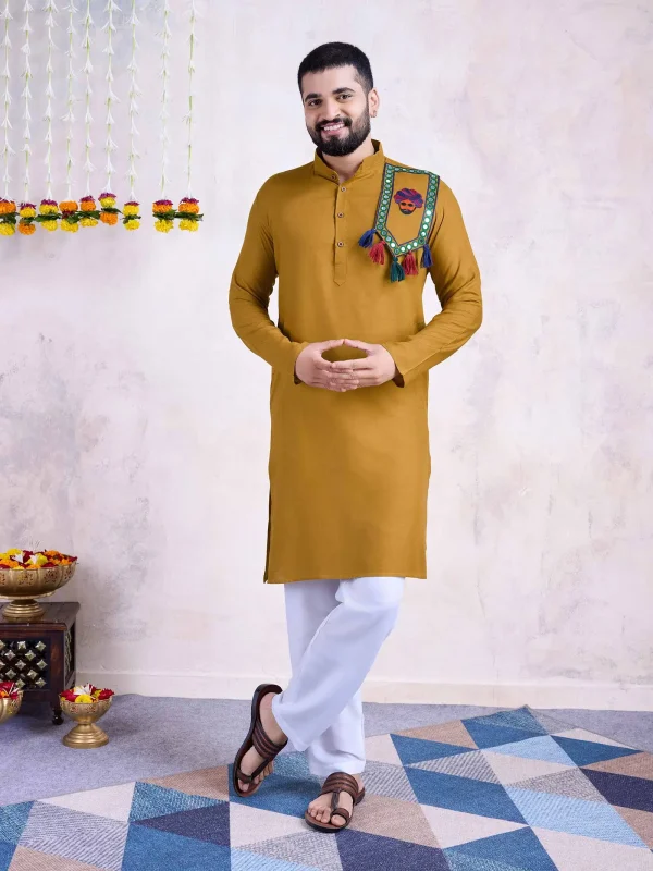 yellow color men's wear kurta set for Festival