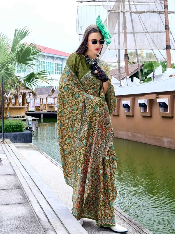 Green color designer saree