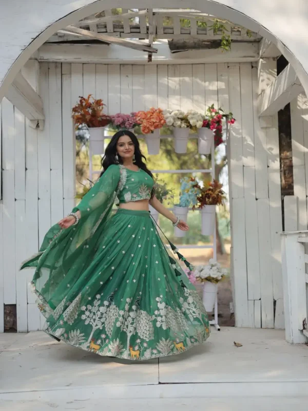 Green color wedding , engagement wear lehenga choli