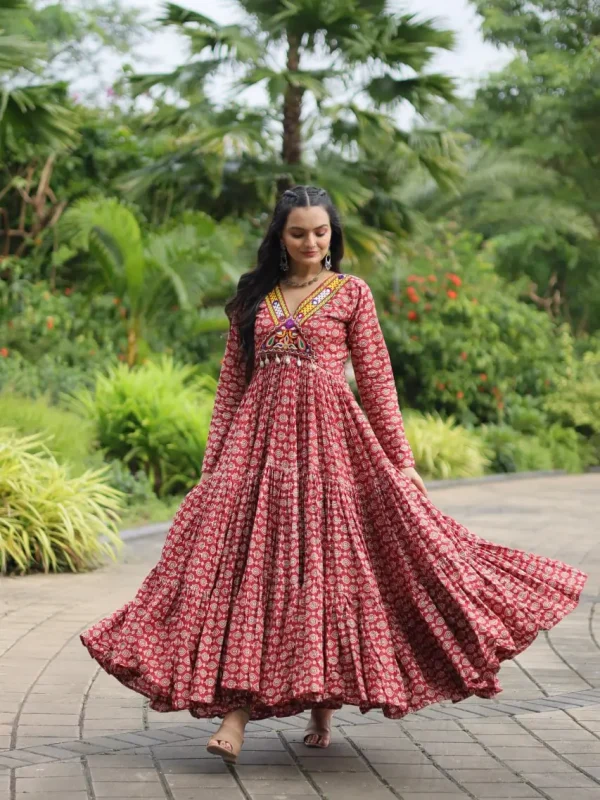 Maroon color festive gown