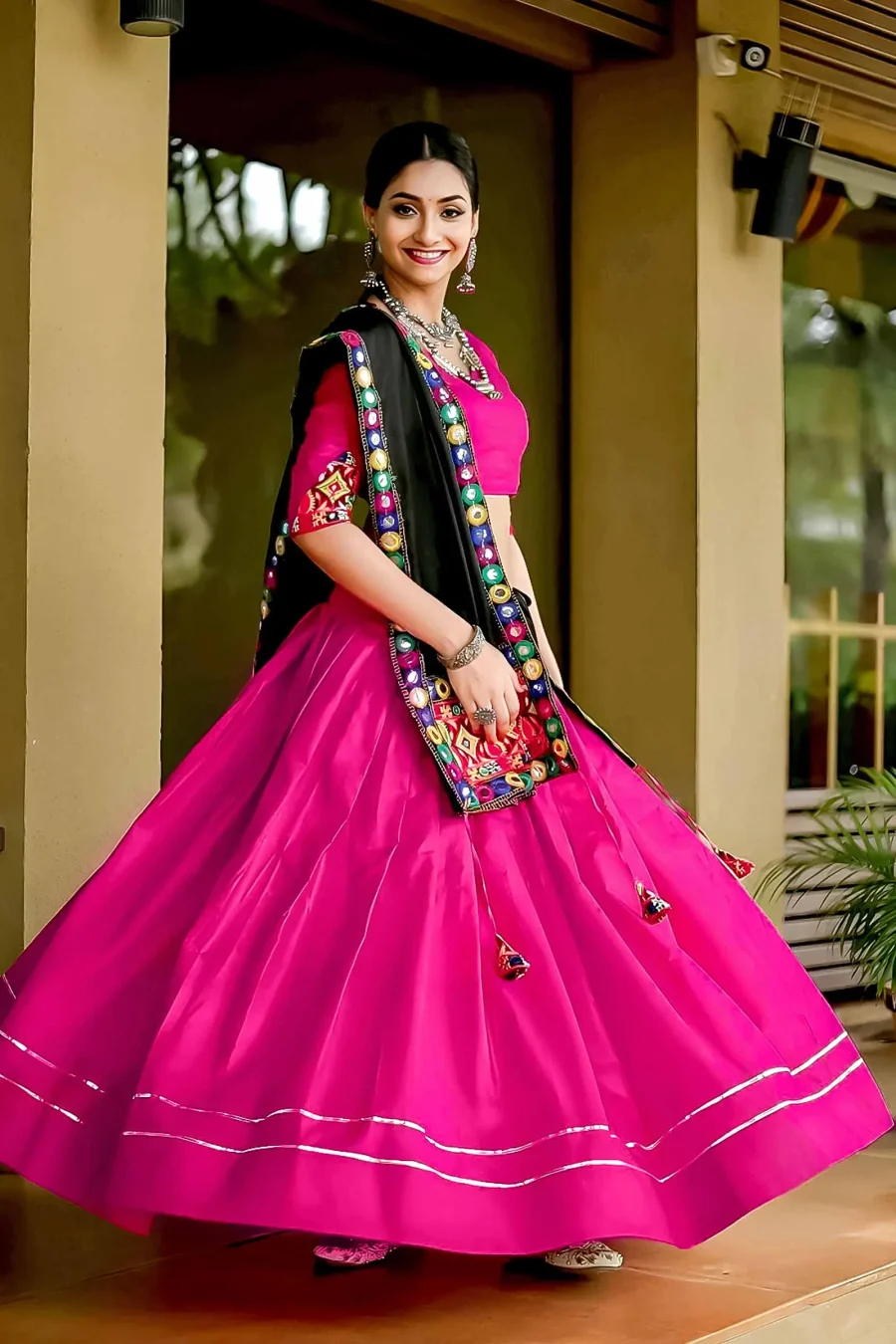 Hollywood Cherish Pink Lehenga Choli With Gamthi, Kodi & Mirror Work