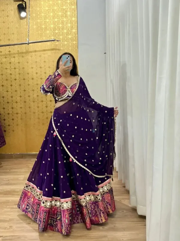 Purple color digital printed navratri lehenga choli