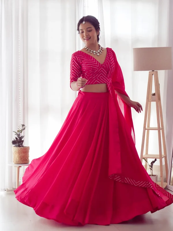 Pink color sequence lehenga choli