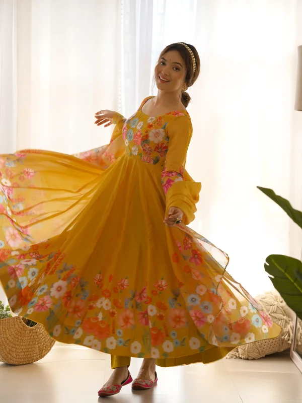 Yellow color Salwar Suit with Flower Printed