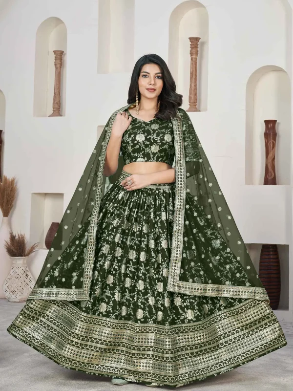 Green color embroidered lehenga choli