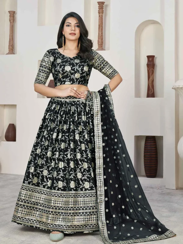 Black embroidered lehenga choli