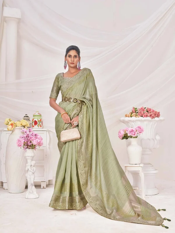 olive green saree