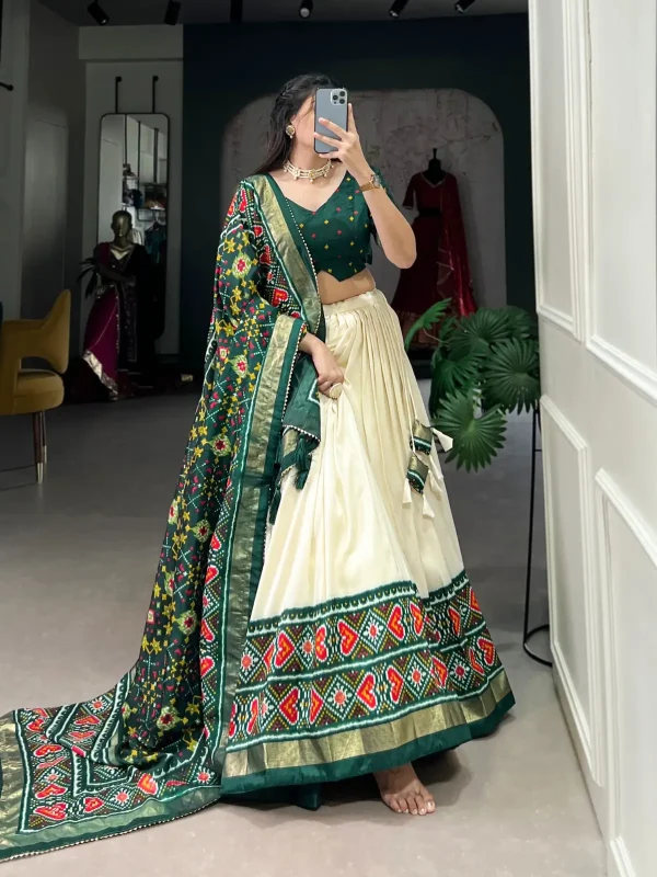 Green printed lehenga choli