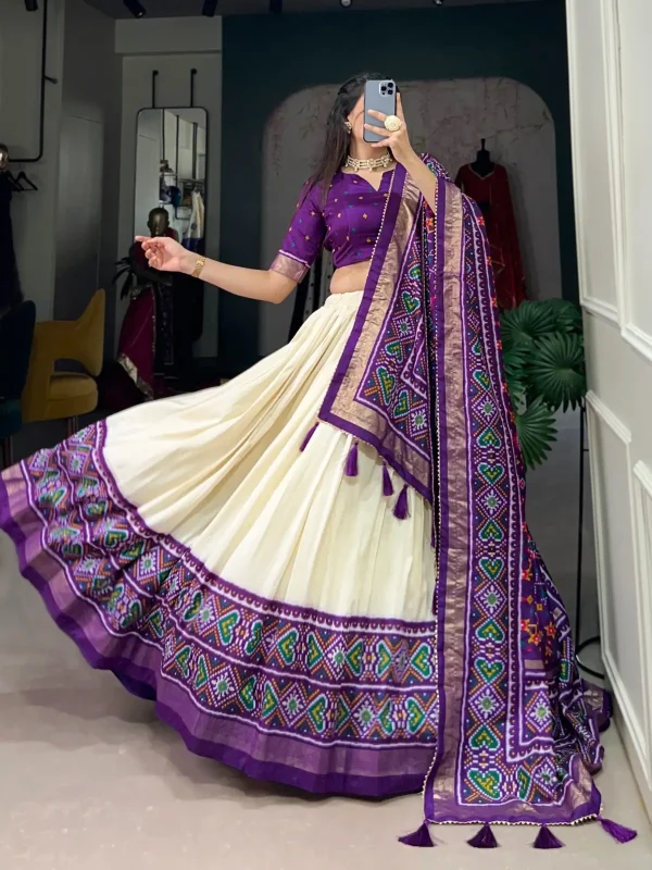 purple and white lehenga choli