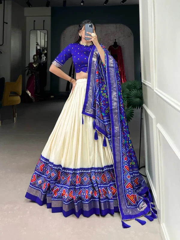 Blue and white lehenga choli