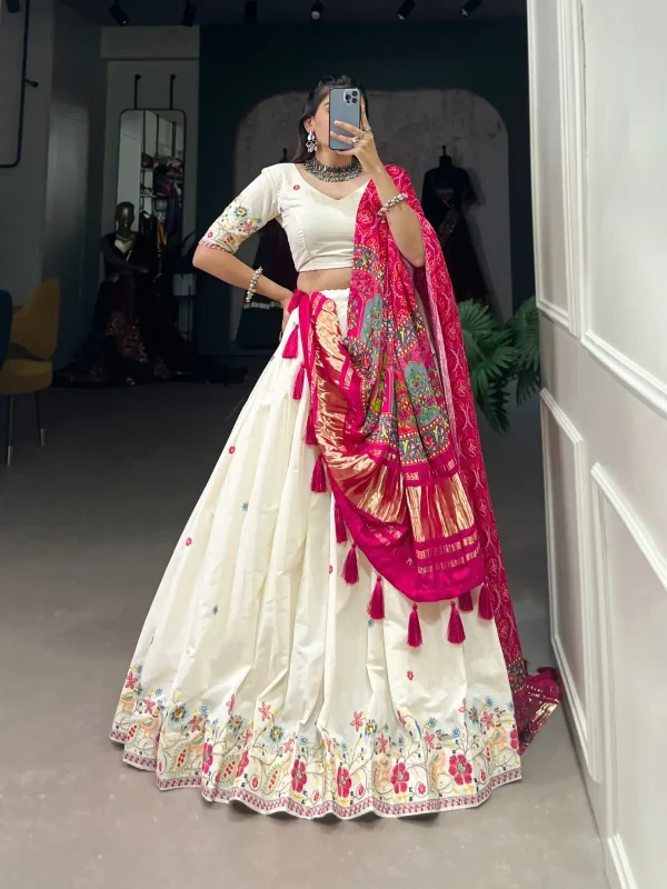 Pink and white lehenga choli