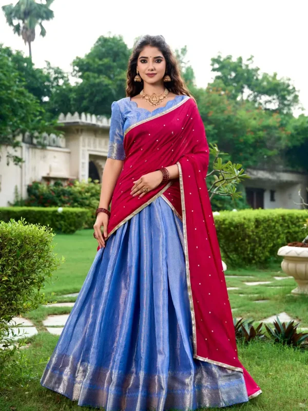 Royal Blue jacquard silk lehenga choli