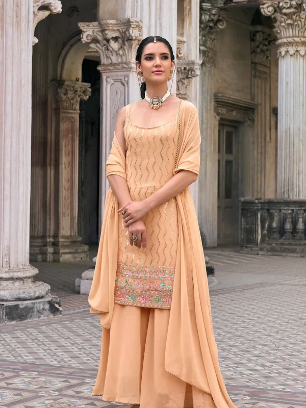 Peach color sarara suit