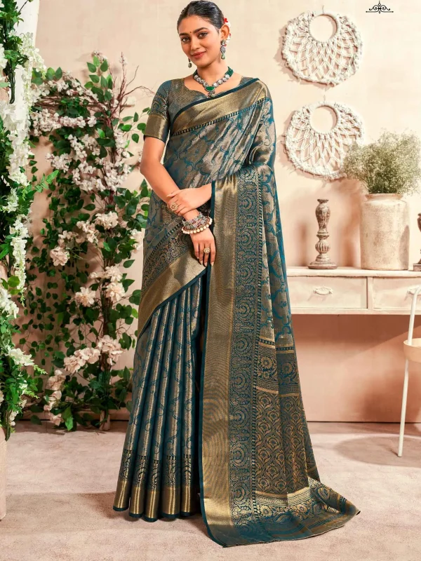 Firoz blue silk saree