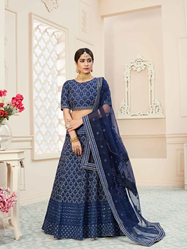 Blue sequence thread lehenga choli