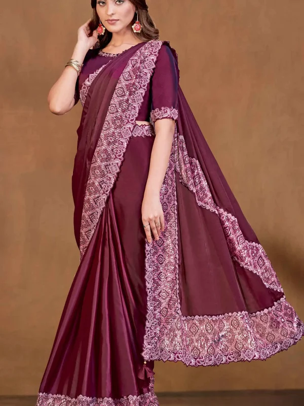 Marron Printed saree