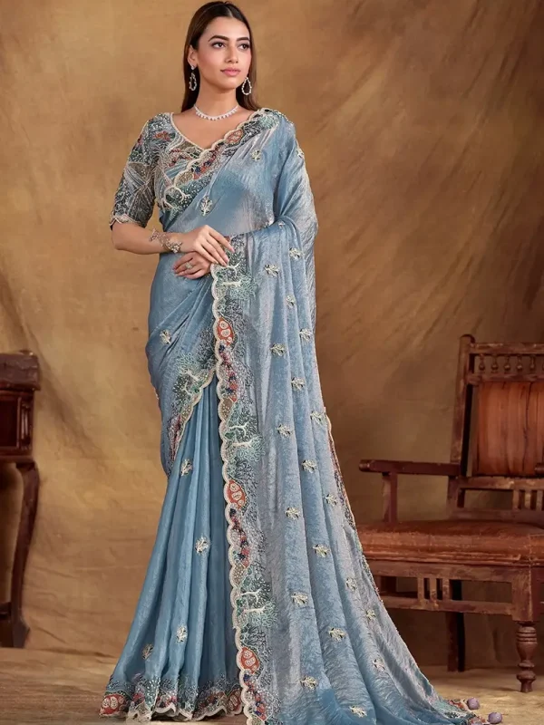 sky blue saree