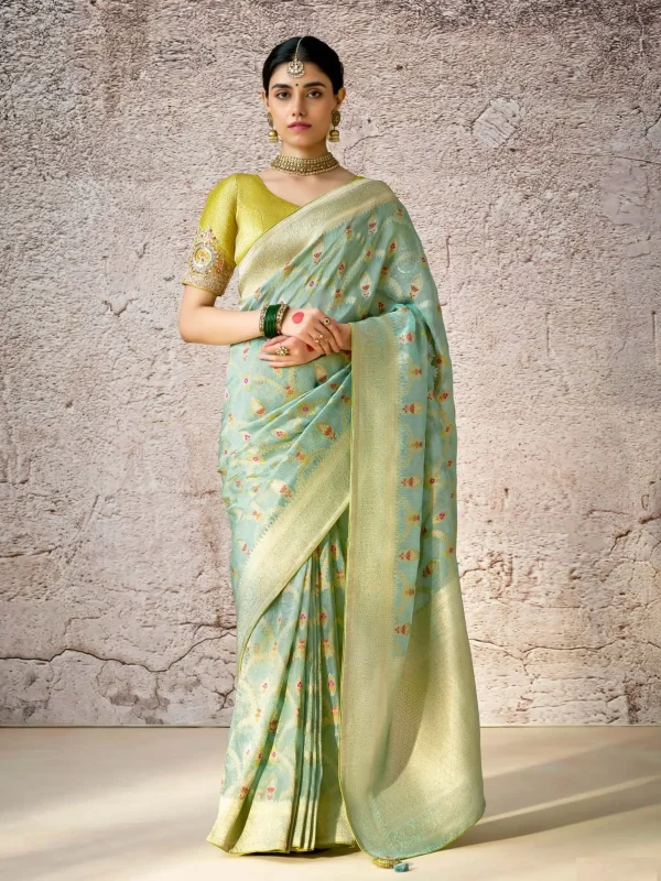 Olive Green printed saree