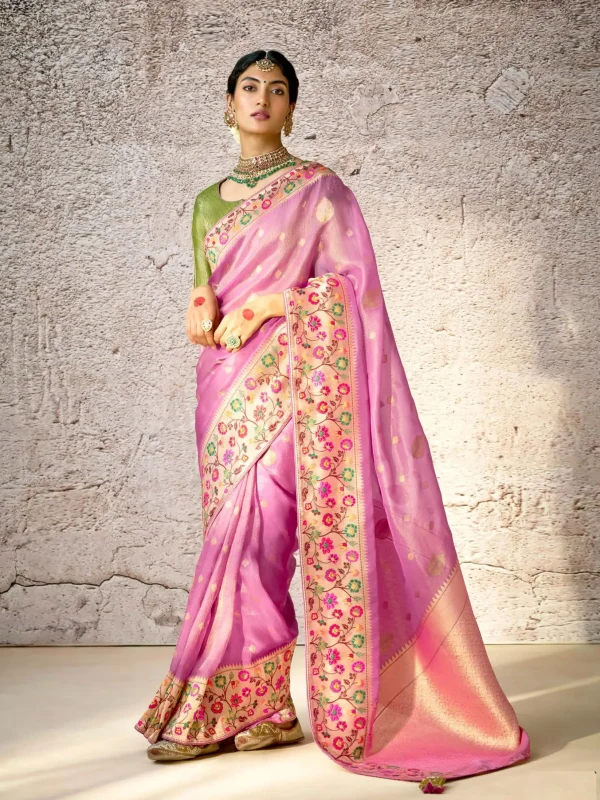 Pink color Designer saree