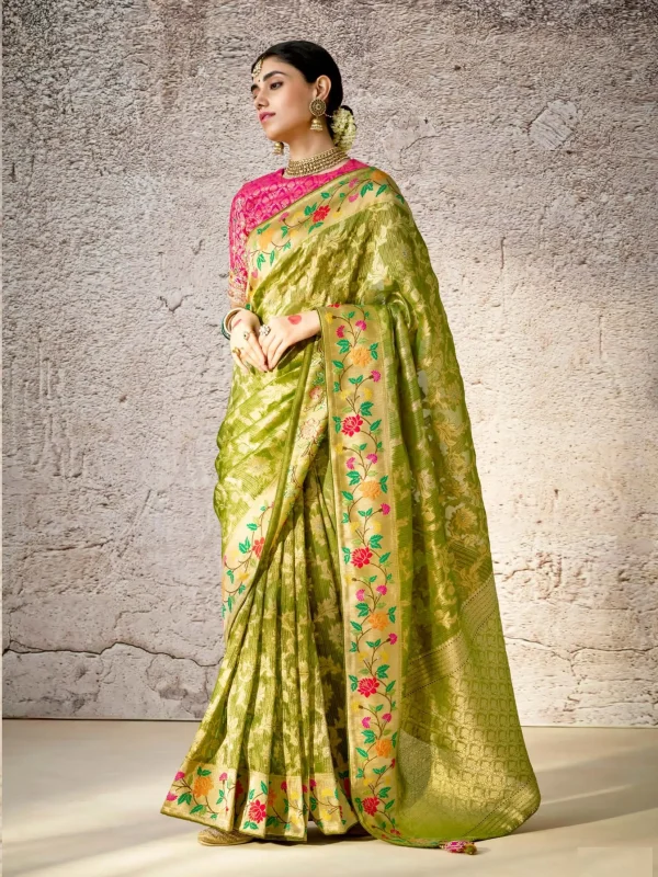 Green color designer festive wear saree