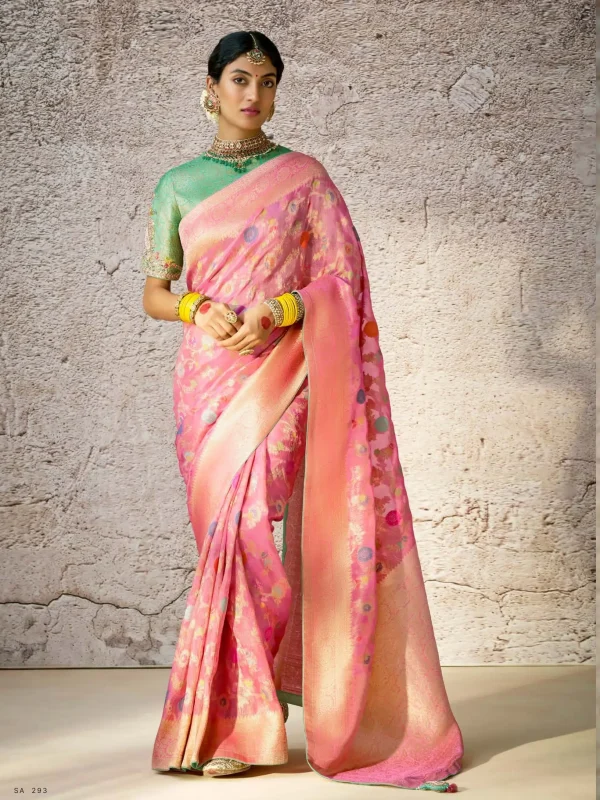 Pink color designer saree