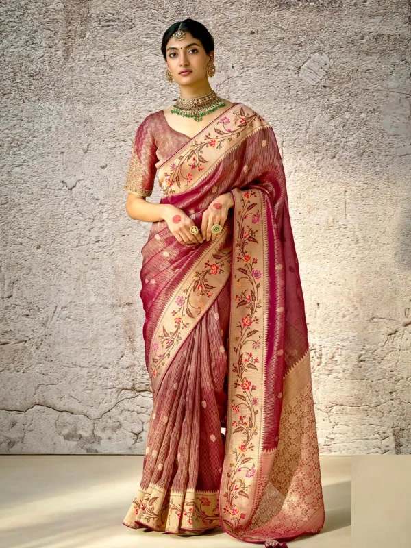 maroon color fancy designer saree