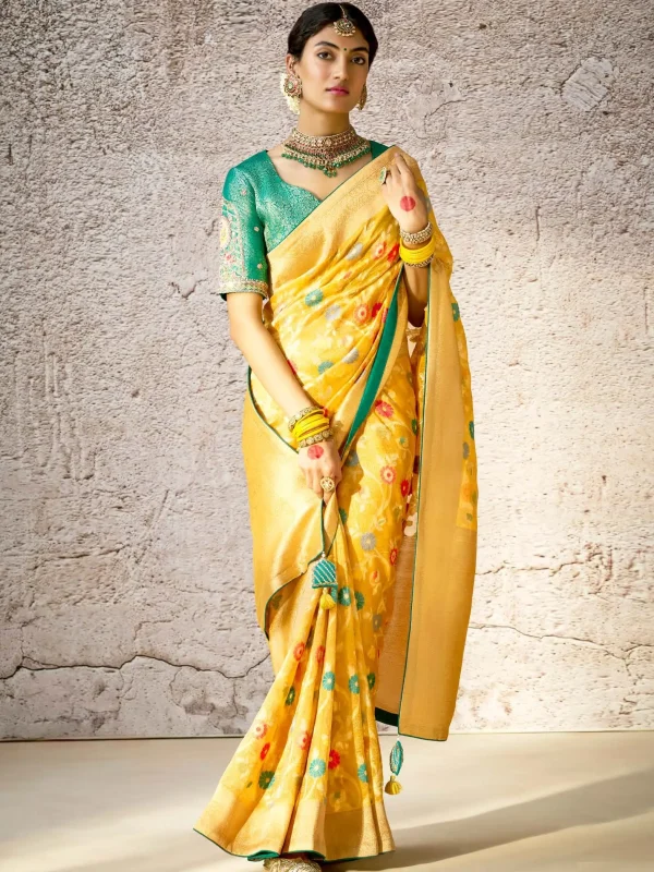 yellow color designer weadding saree