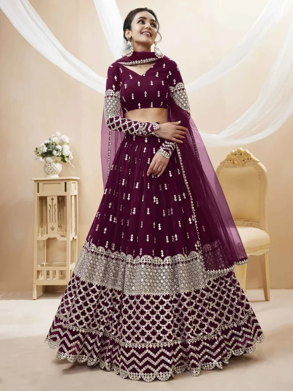 wine lehenga choli