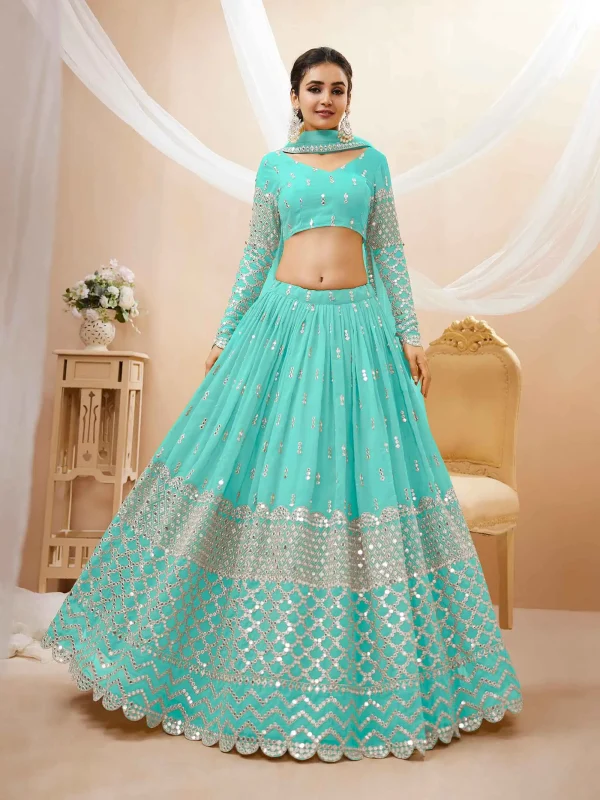 sky blue lehenga choli