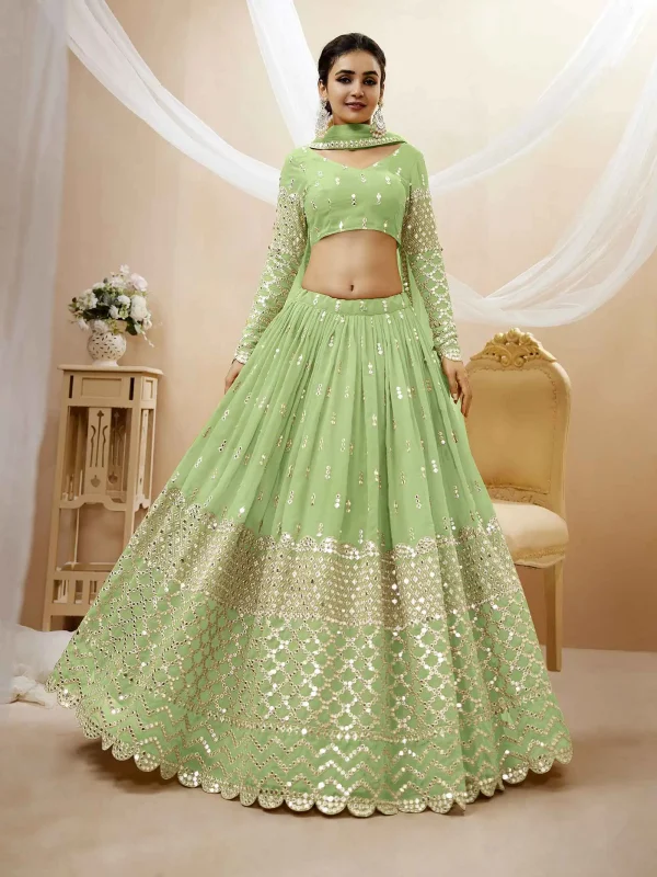 pista green lehenga choli