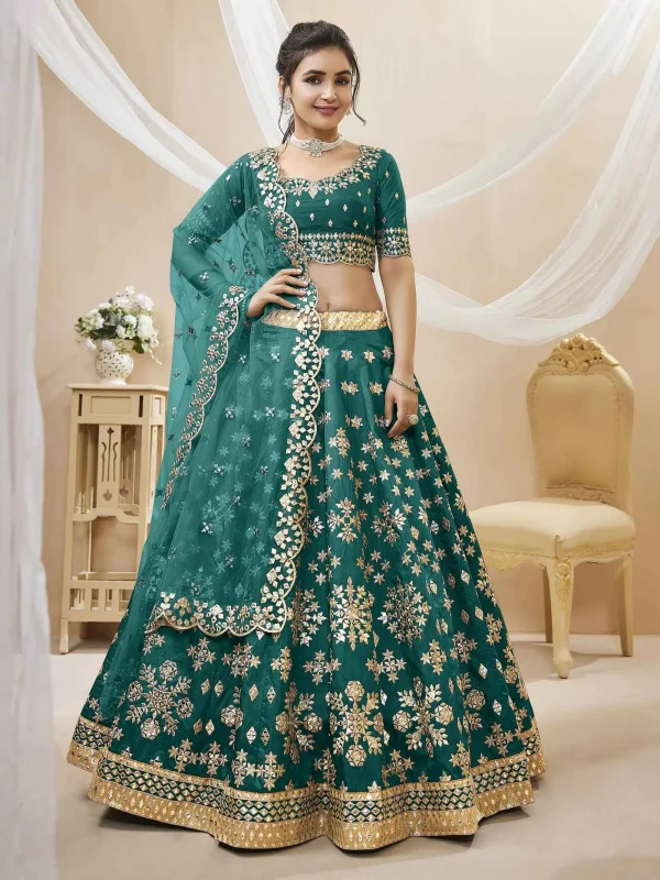 Teal blue lehenga choli