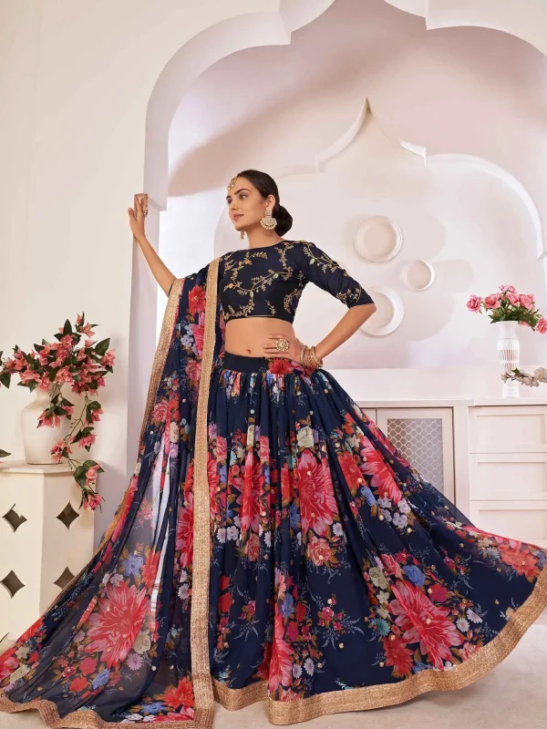 blue color lehenga choli